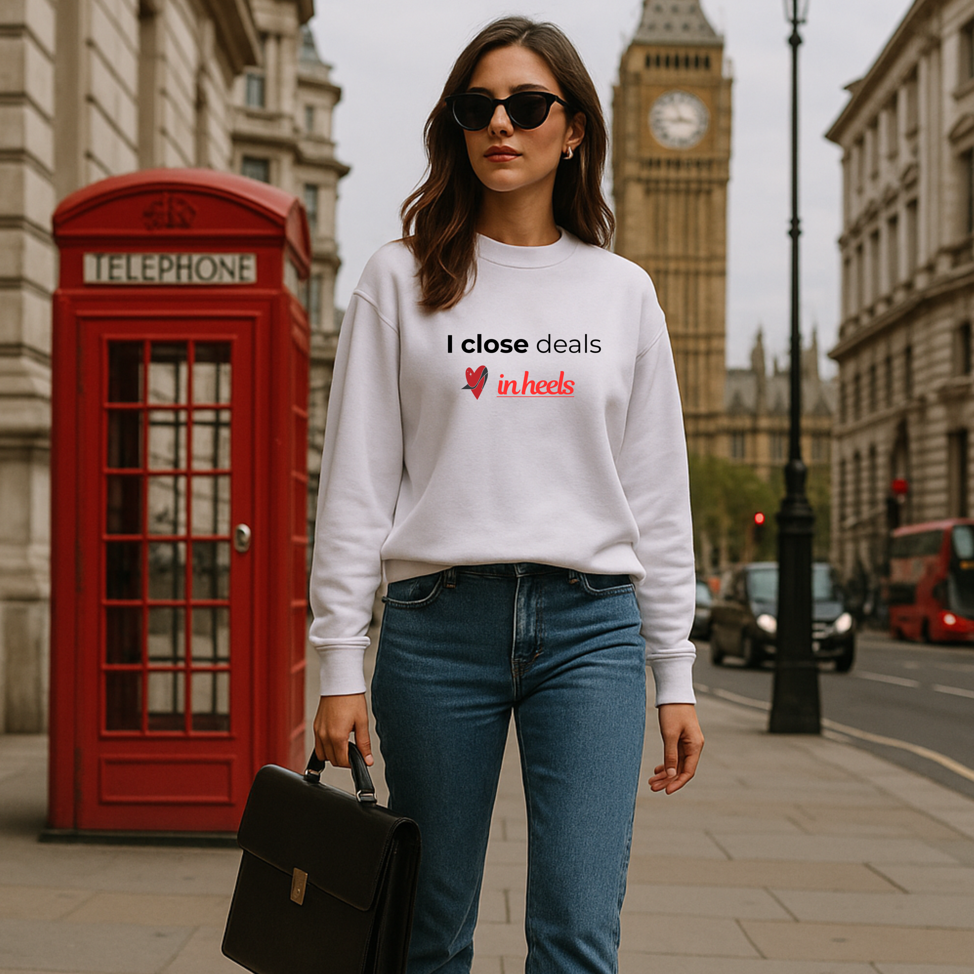 I Close Deals in Heels — Empowerment Hoodie for Boss Women