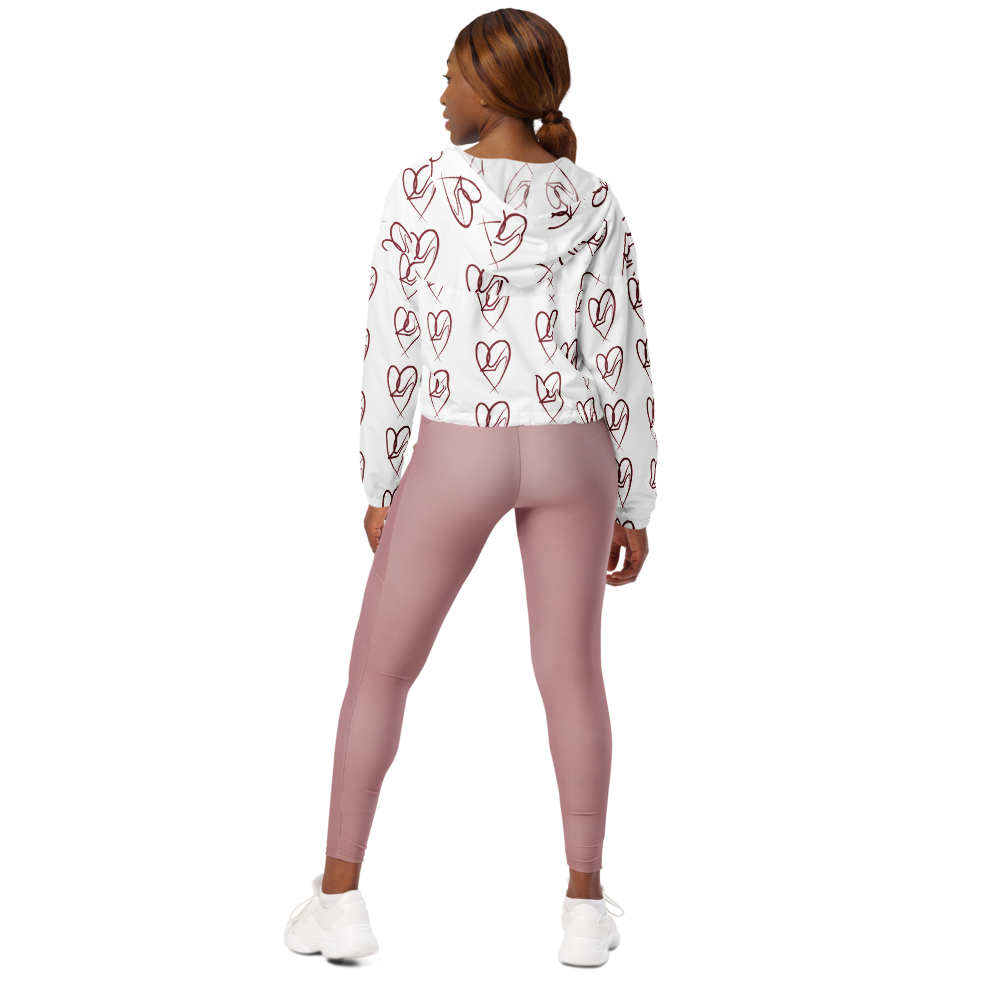 Sticky Heelz Women’s Cropped Windbreaker – Heart & Heel Edition