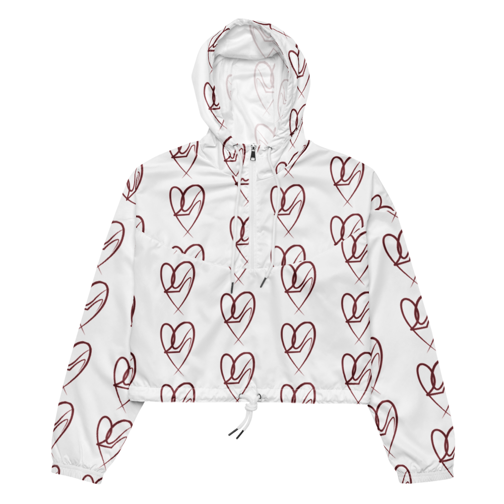 Sticky Heelz Women’s Cropped Windbreaker – Heart & Heel Edition