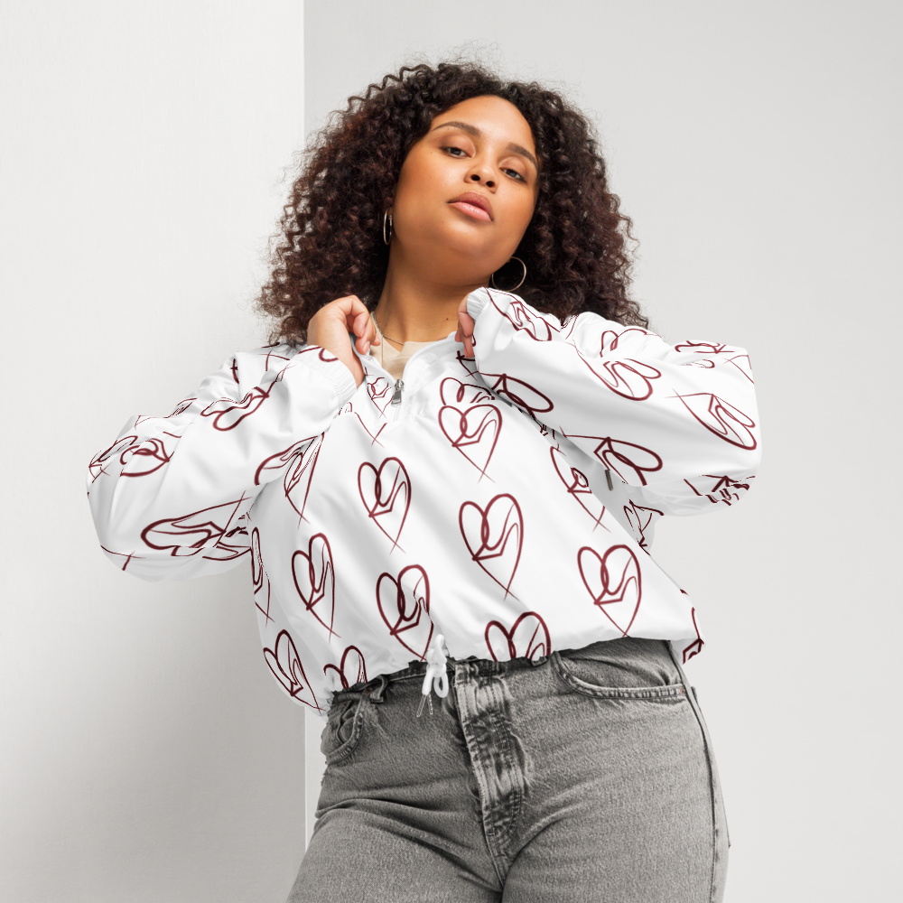 Sticky Heelz Women’s Cropped Windbreaker – Heart & Heel Edition